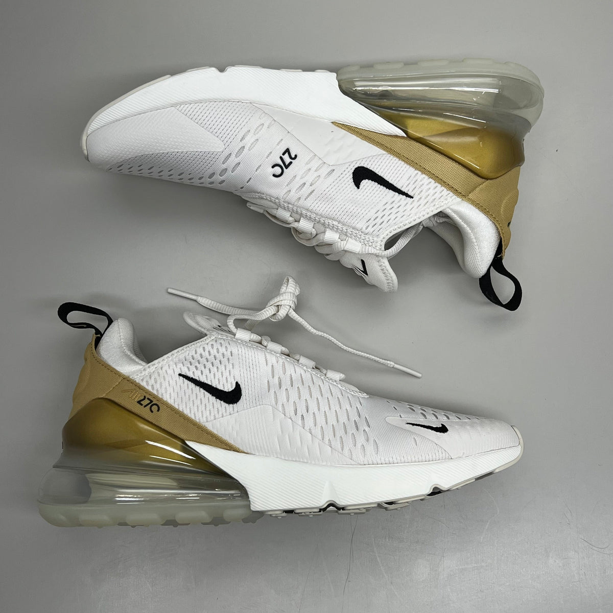 NIKE W Air Max 270 Foam Insole Mesh Shoes Women's Sz 7 White Gold DZ77736 001