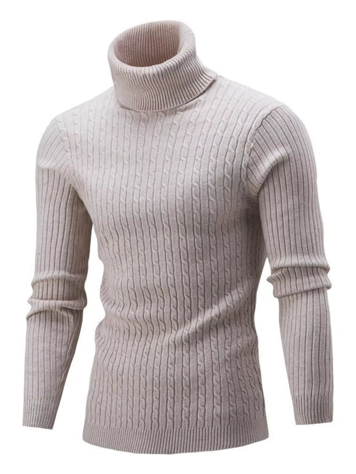 Men's Full Size Classic Cable Knit Turtleneck Sweater Plus Size
