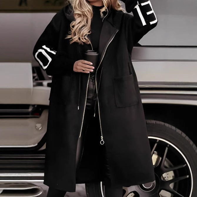 Women's Hooded Drawstring Trench Coat