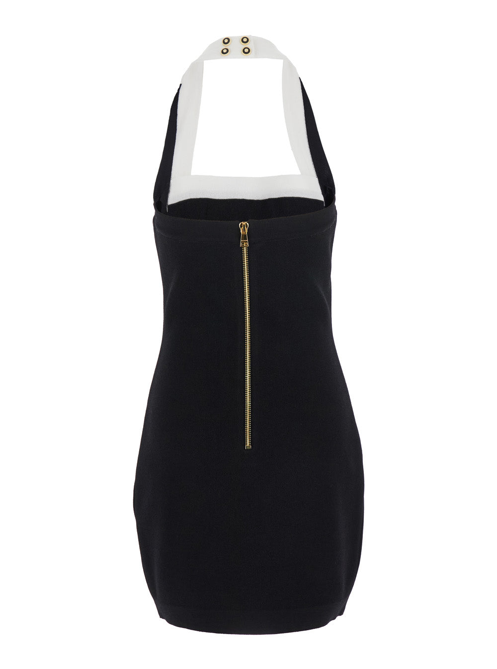 Balmain Women Black Dress With Square Neckline And Decorative Buttons In Viscose Blend Women