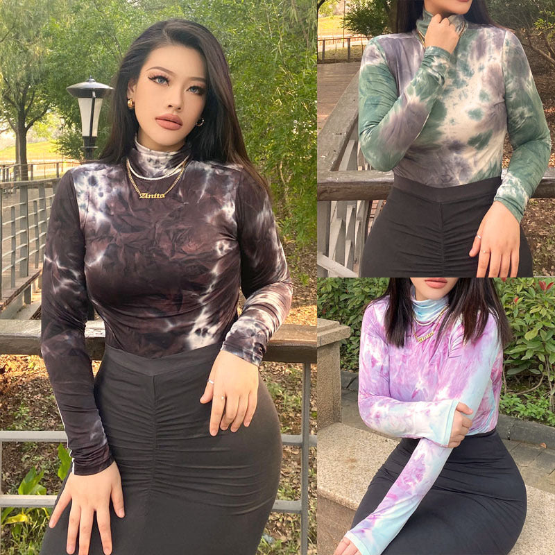 Sexy Women Clothing 12-Color Long Sleeve Turtleneck Slim Fit Solid Color Tight Bodysuit Winter Plus size
