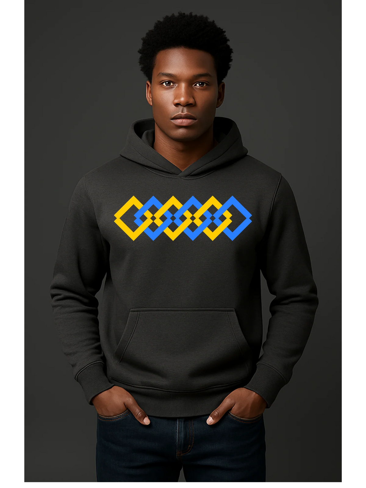 The Adidas Fleece Unisex Hoodie with Tribal Print & African Print Logo