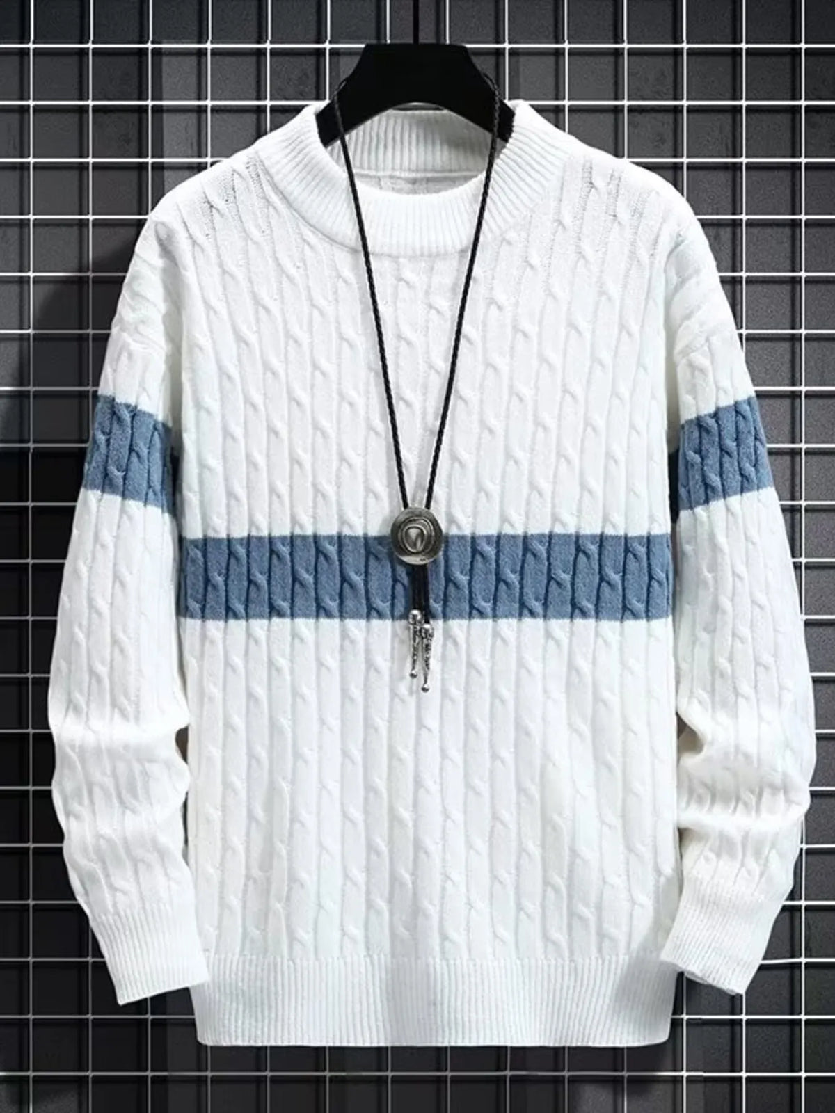 Men's Plus Size Color Block Round Neck Sweater