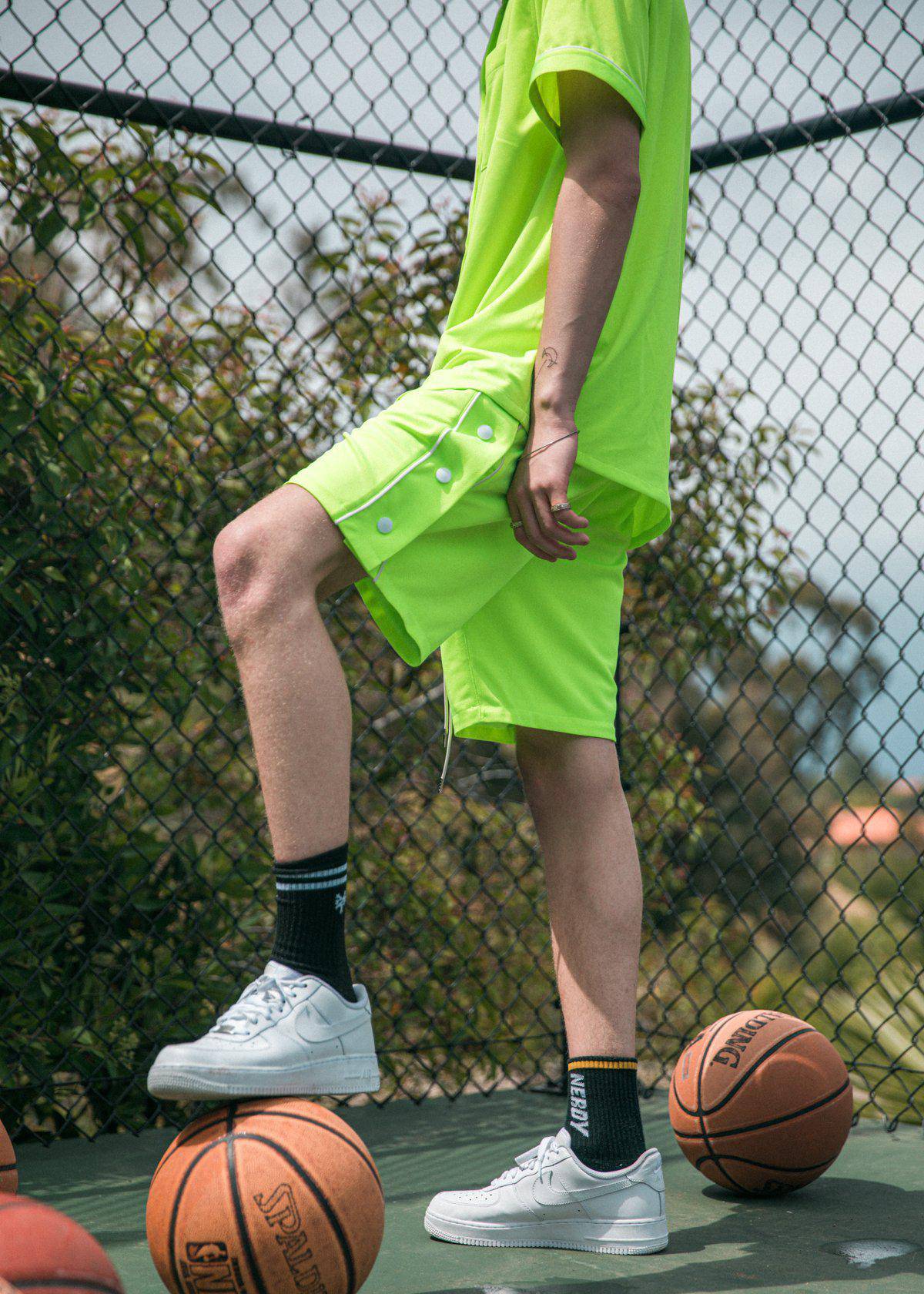 Men's Snap Button Gym Shorts in Neon - Blank State