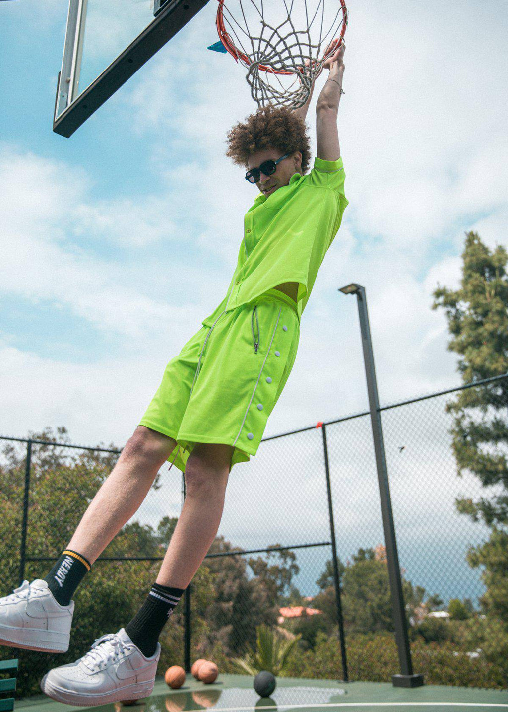 Men's Snap Button Gym Shorts in Neon - Blank State