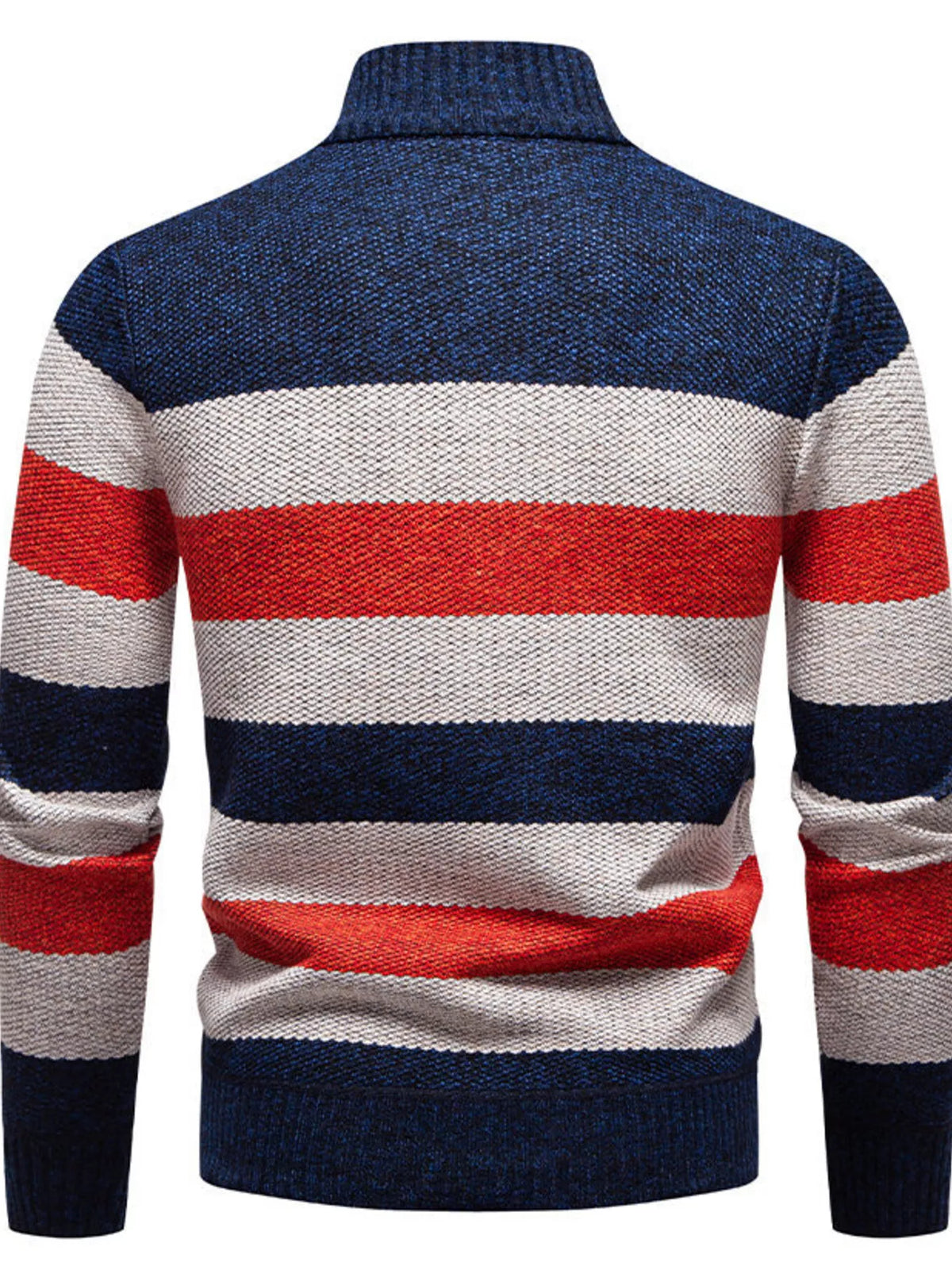 Men's Plus Size Striped Quarter-Zip Sweater