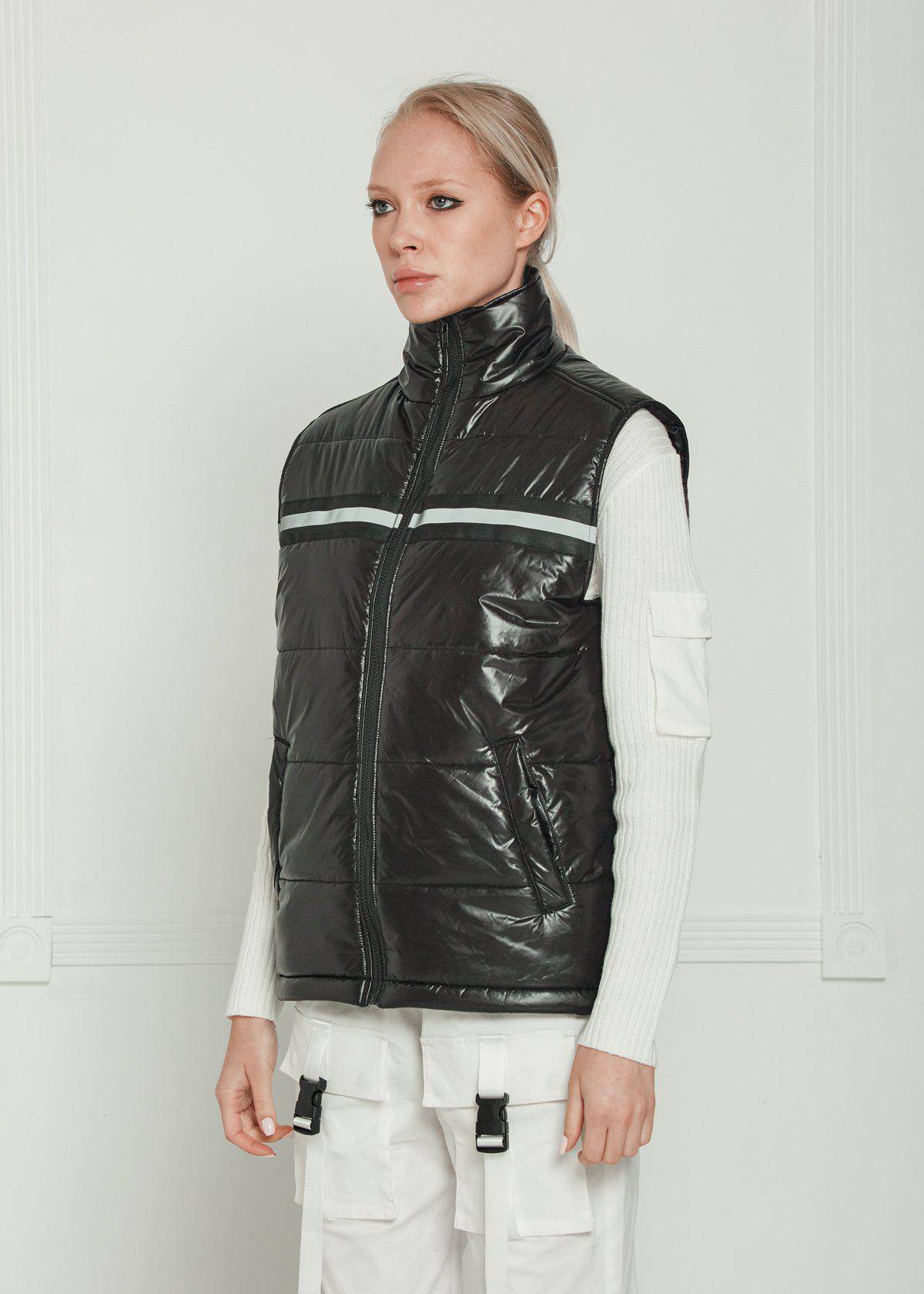 Men's Zip-Up Puffer Vest in Black - Konus Brand
