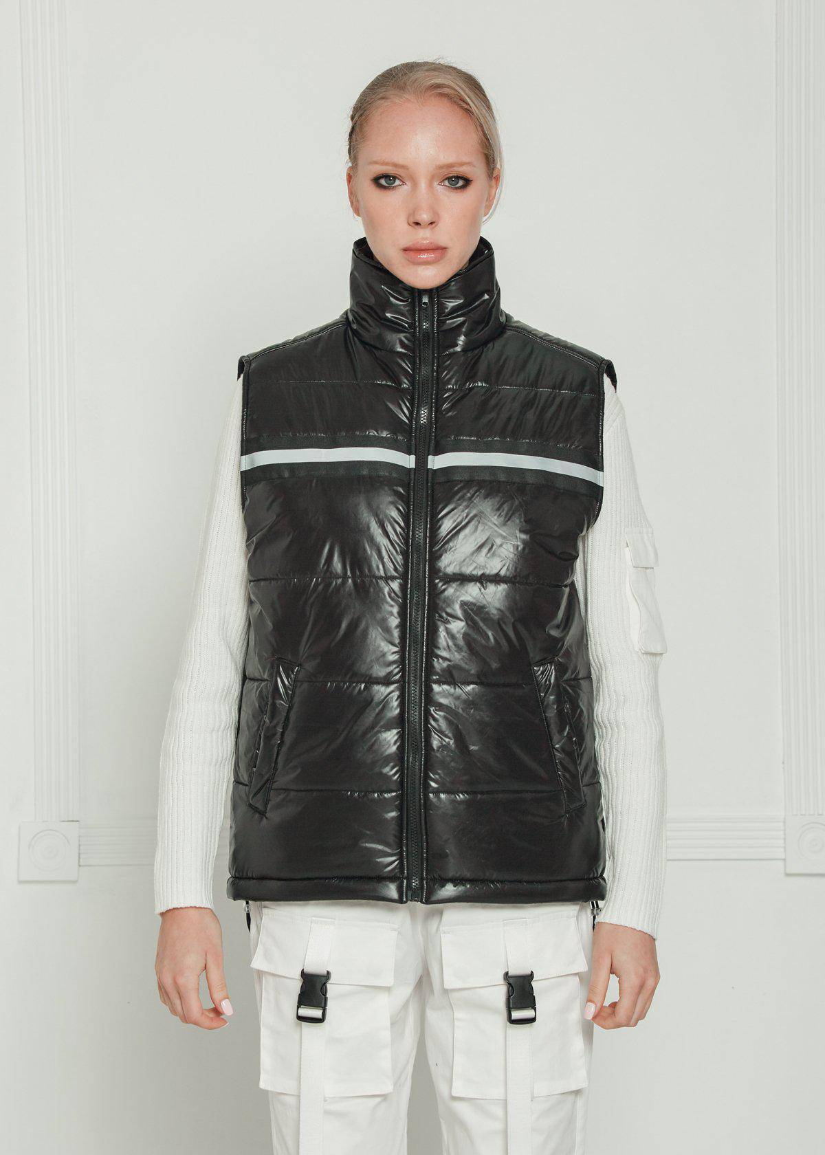 Men's Zip-Up Puffer Vest in Black - Konus Brand