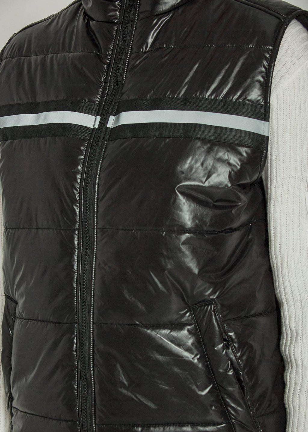 Men's Zip-Up Puffer Vest in Black - Konus Brand