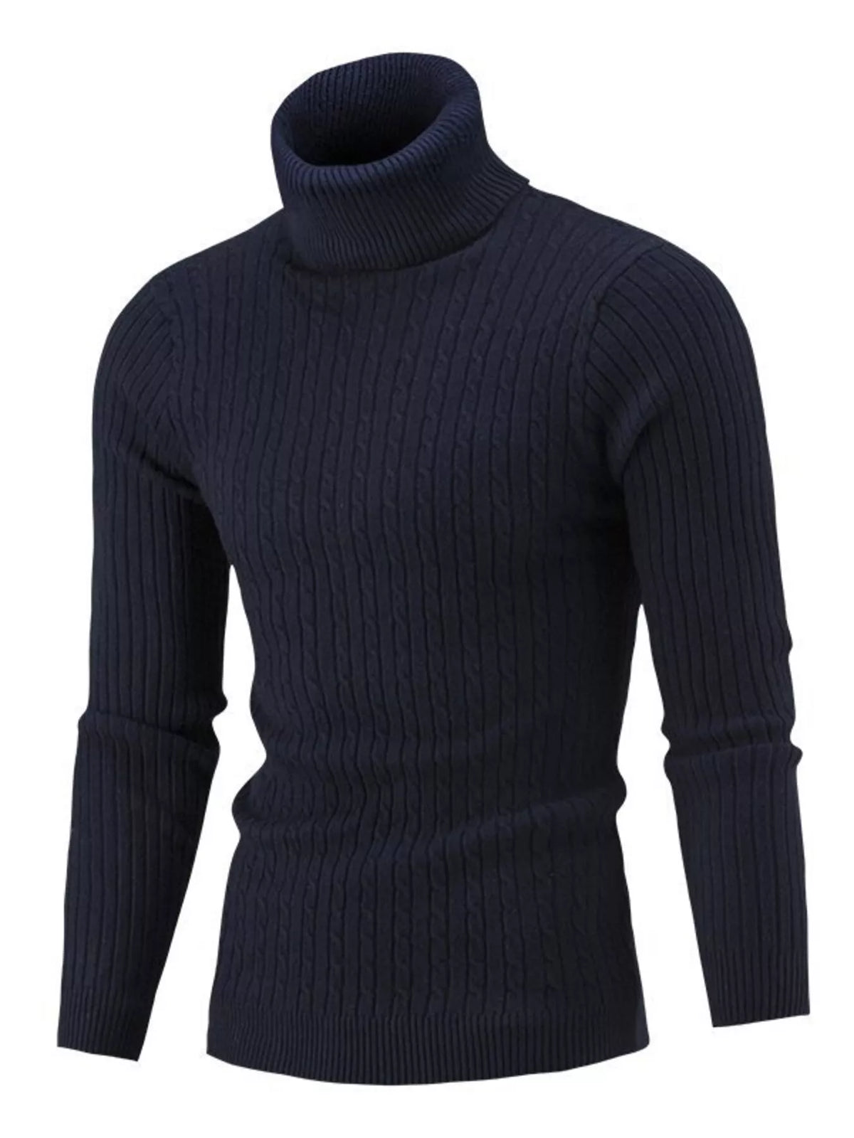 Men's Full Size Classic Cable Knit Turtleneck Sweater Plus Size