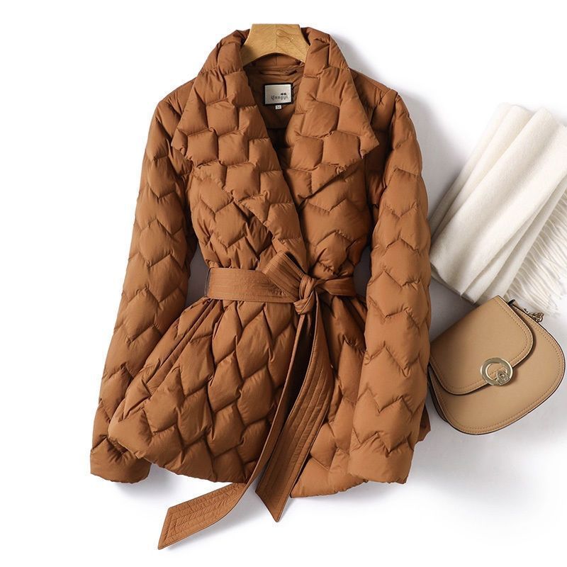 Winter Ripple-Stitching Belted Coat