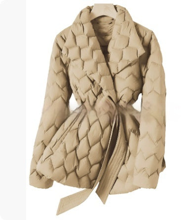 Winter Ripple-Stitching Belted Coat