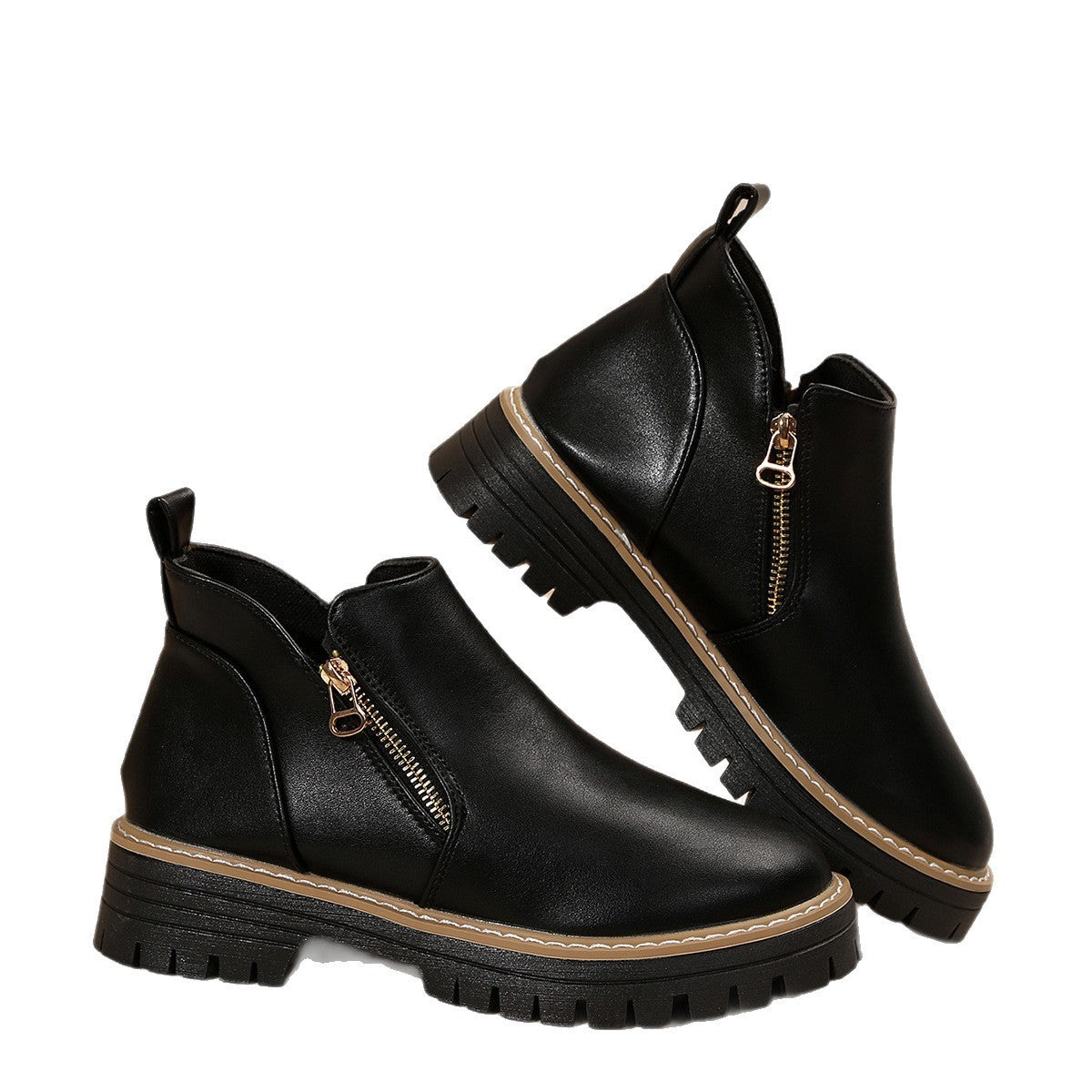 Autumn And Winter Round Toe High Heel Boots Women's Shoes