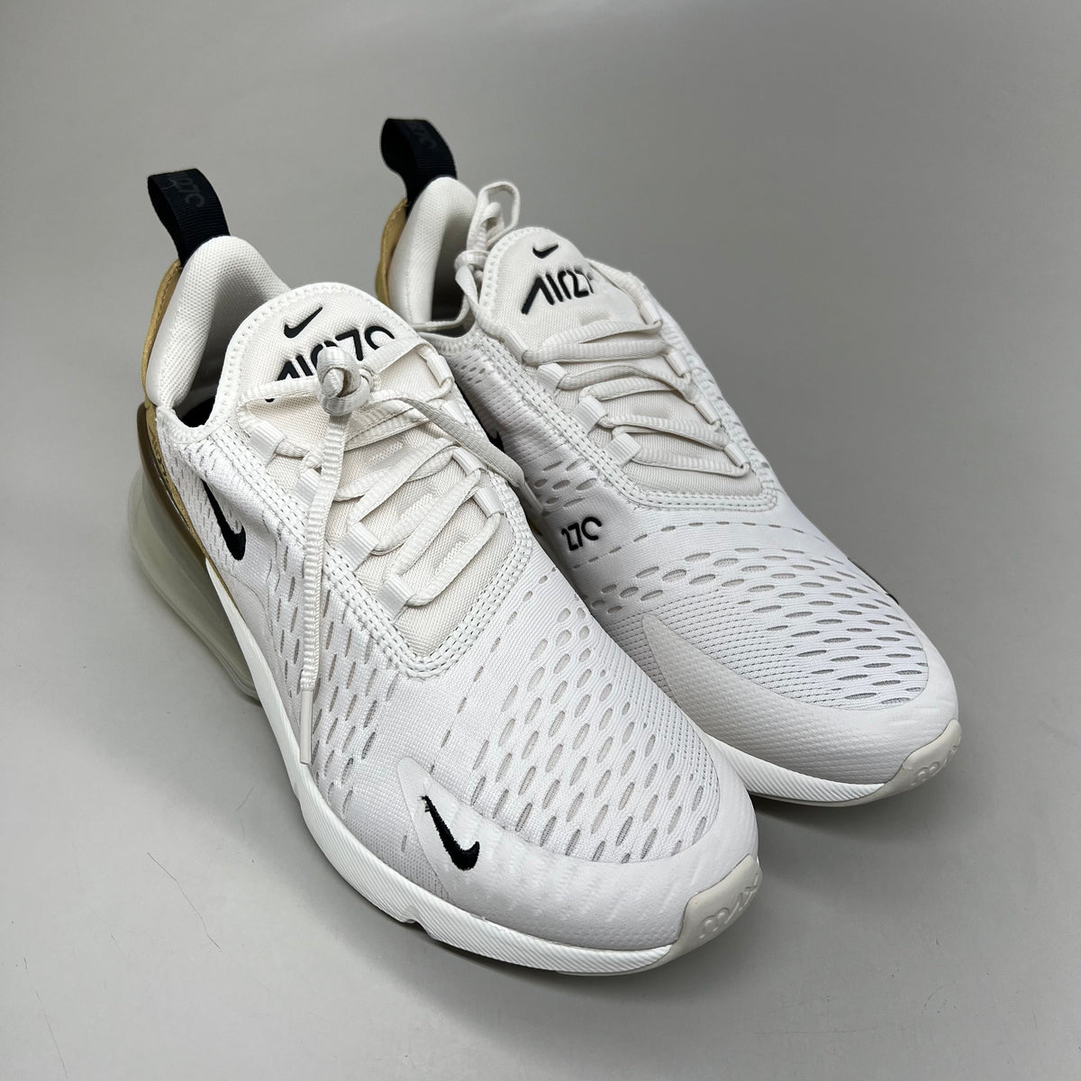 NIKE W Air Max 270 Foam Insole Mesh Shoes Women's Sz 7 White Gold DZ77736 001