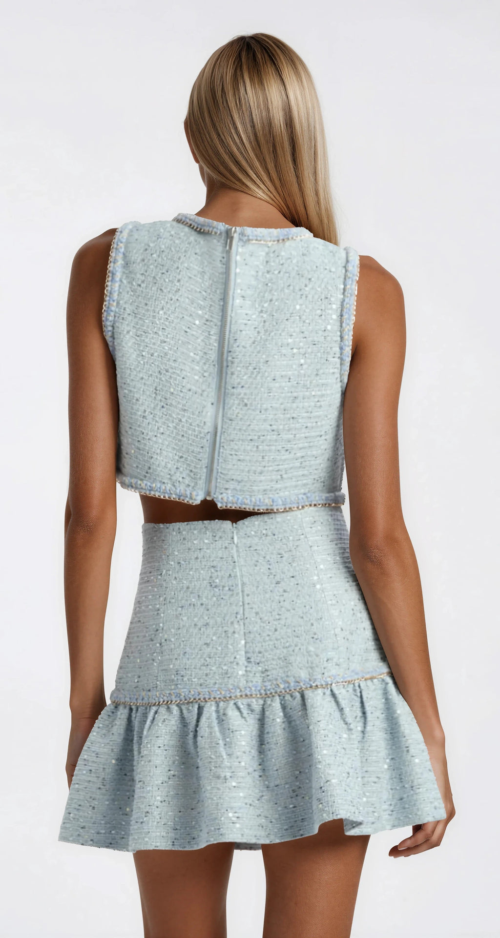 Elina Boucle Mini Skirt - Blue Boucle (Final Sale)