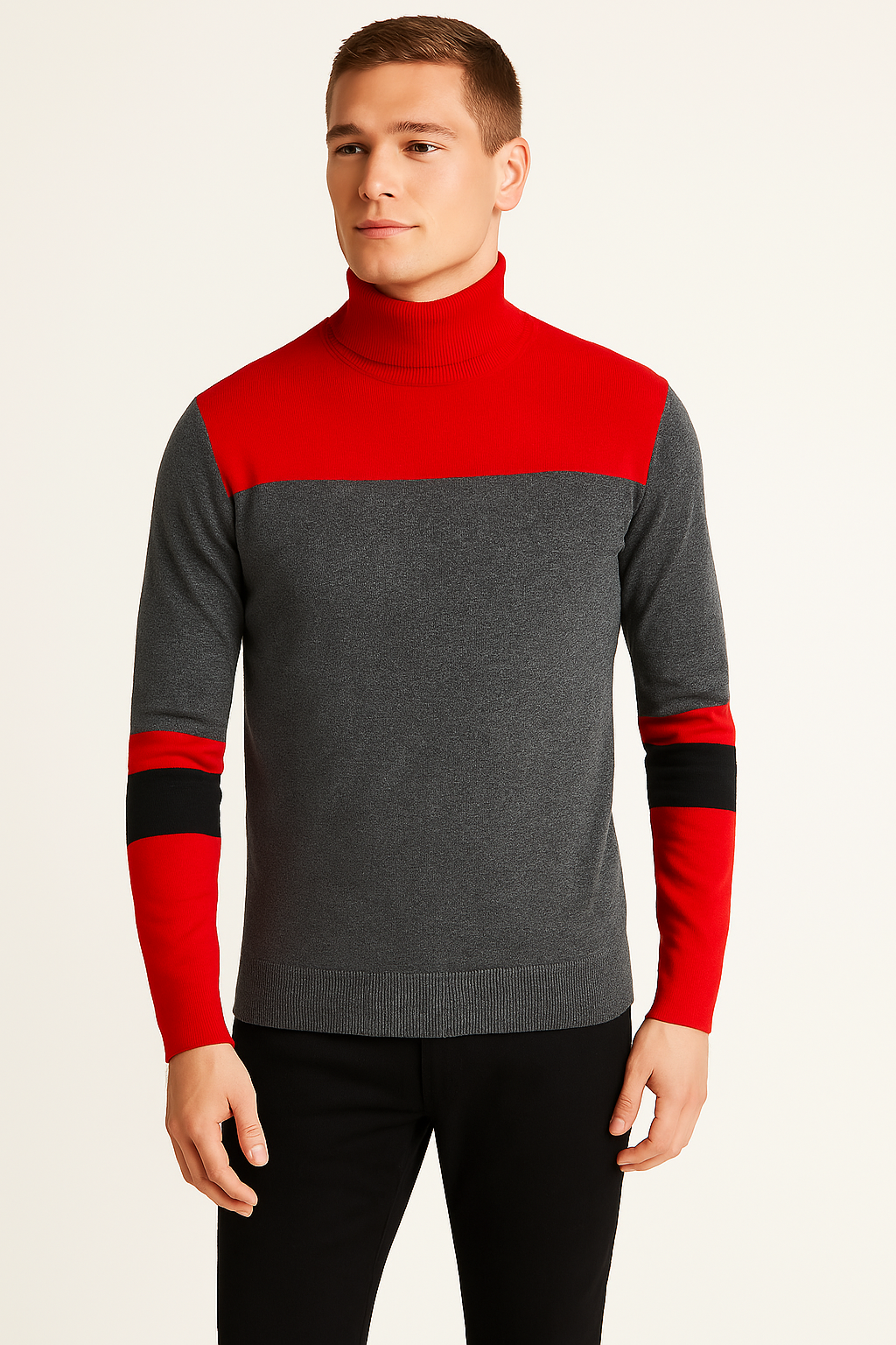 Alfani Mens Colorblock Turtleneck Sweater, Size Small