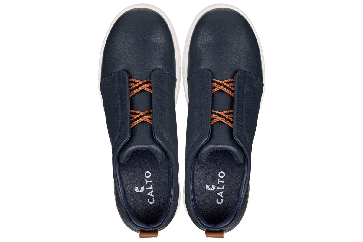 CALTO - J1934  - 2.6 Inches Taller (Navy) - Slip-On Snoafers