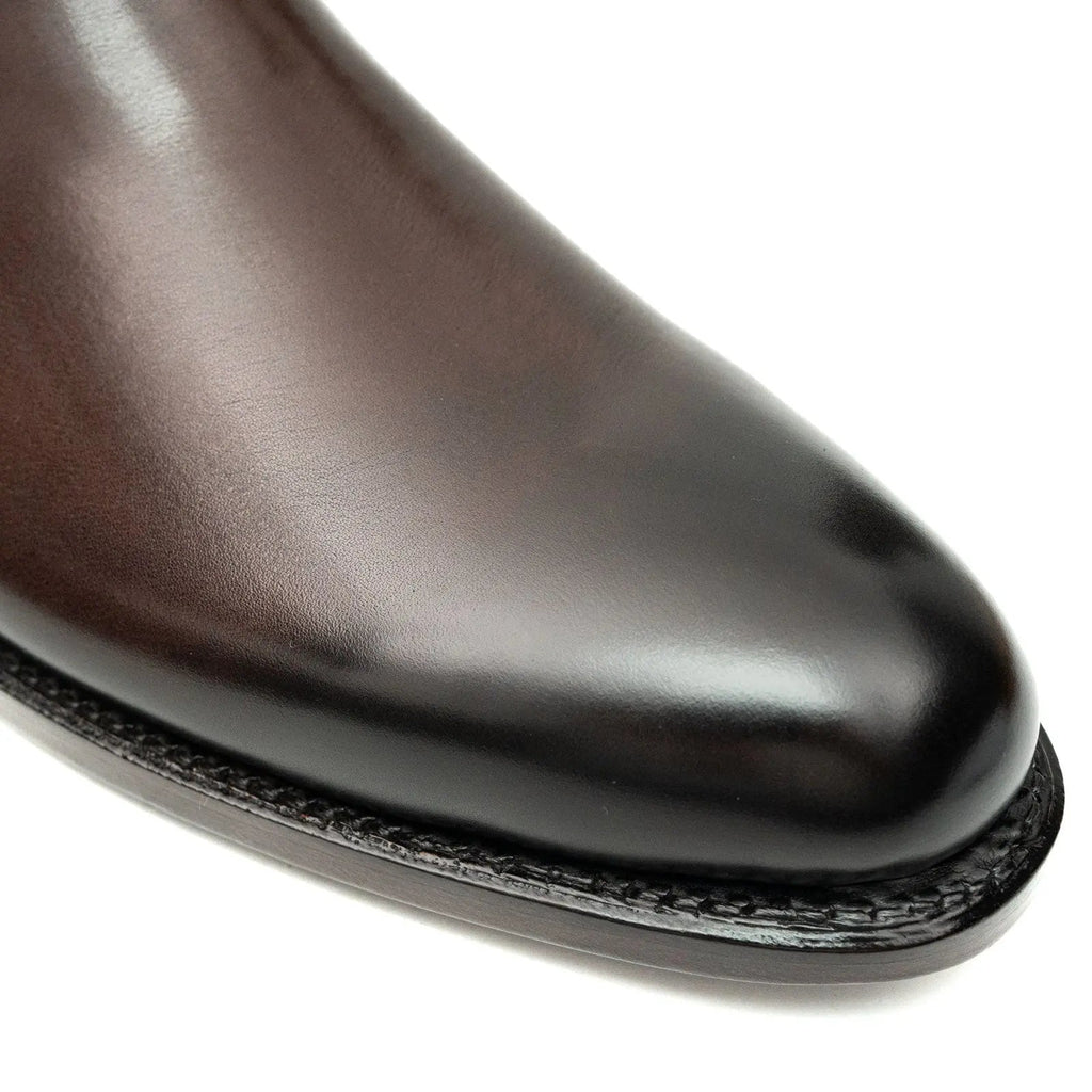 Dark Brown Plain-Toe Chelsea Boots with Pull Tab