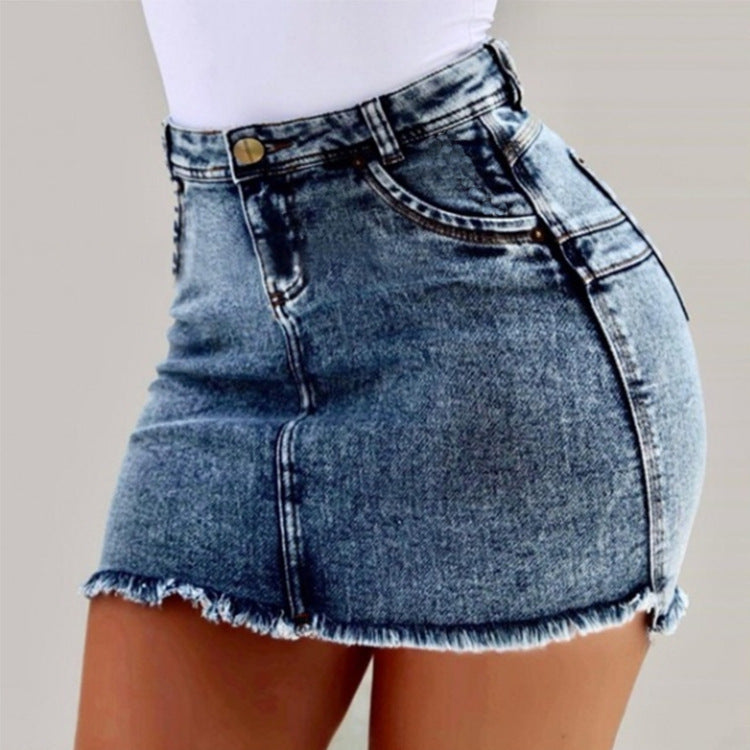 Women's Denim Shorts - Frayed Raw Hem Ripped Jeans Shorts