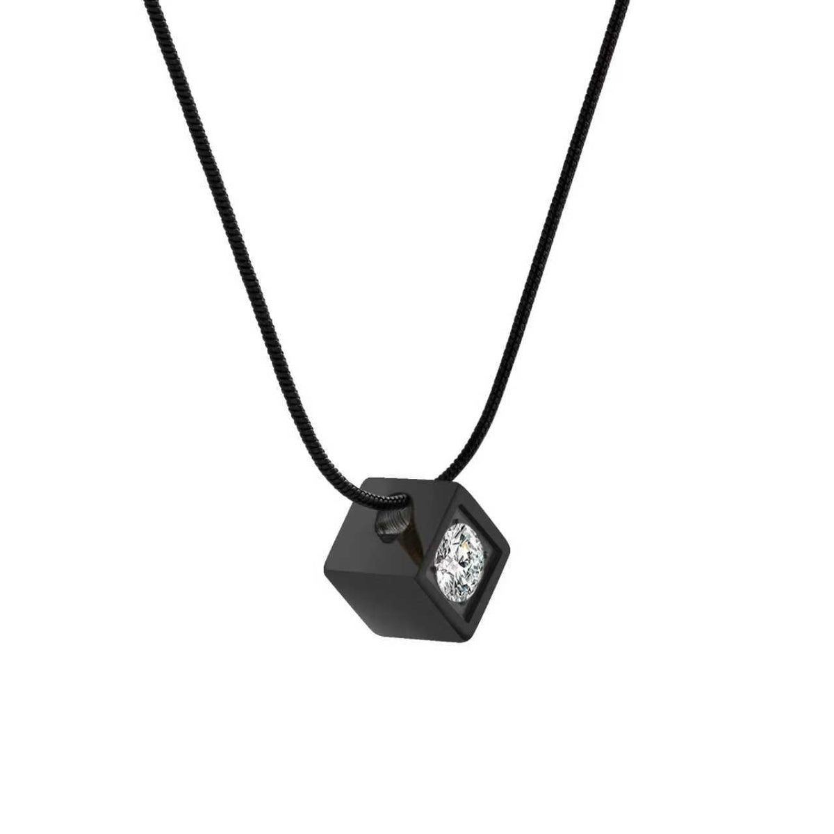 PT301B B.Tiff Black Cubi Pendant Necklace