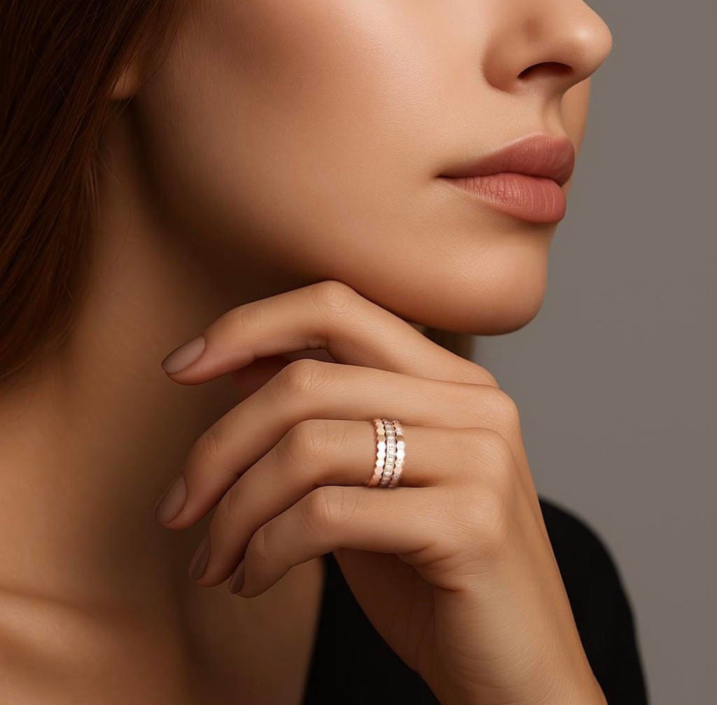 RG109RG-110RG-111RG B.Tiff Rose Gold Pavé Mon Rêve Eternity Ring Set