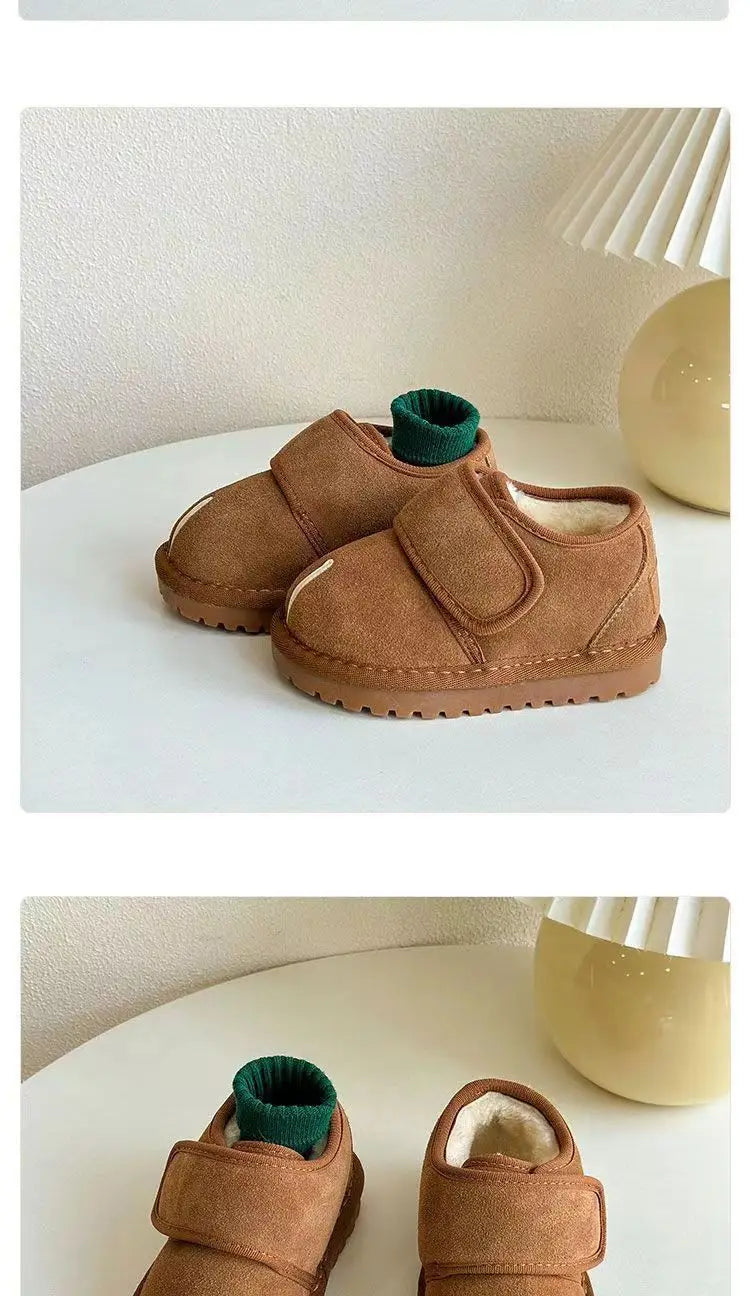 Kids' Faux Suede Plush Winter Snow Boots