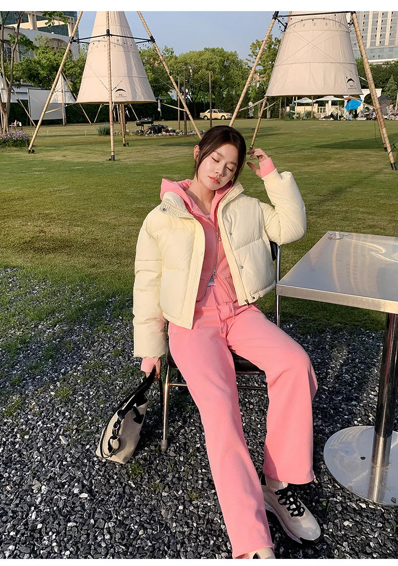 Women Winter Cropped Jacket – Warm Cotton-Padded Puffer Coat