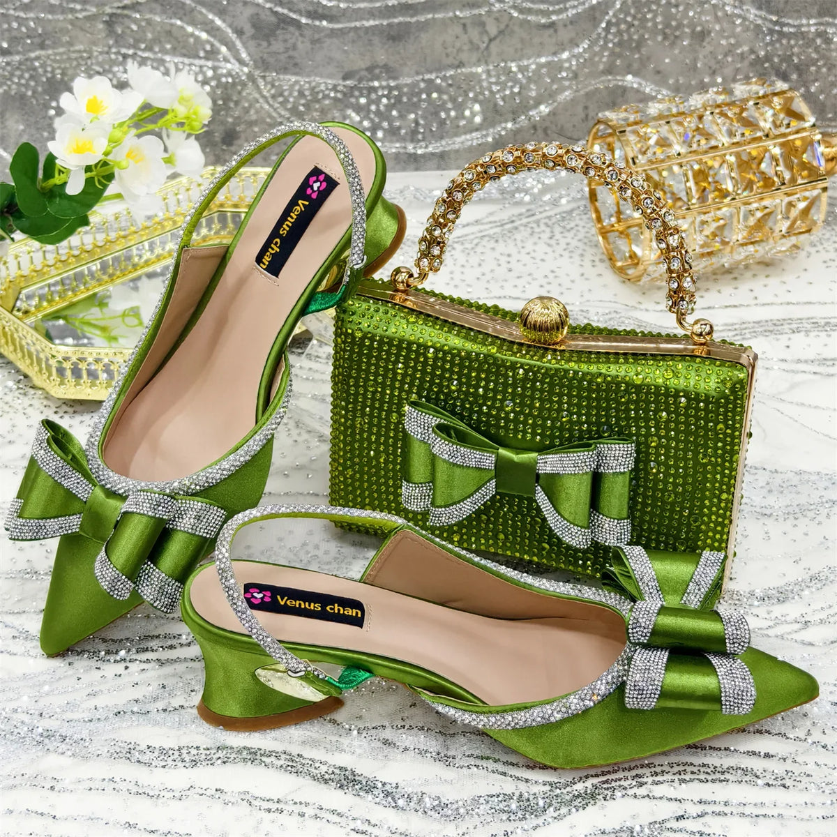 Doershow nice African Shoes And Bag Matching Set With gold Hot Selling Women Italian Shoes And Bag Set For Party Wedding  21-4