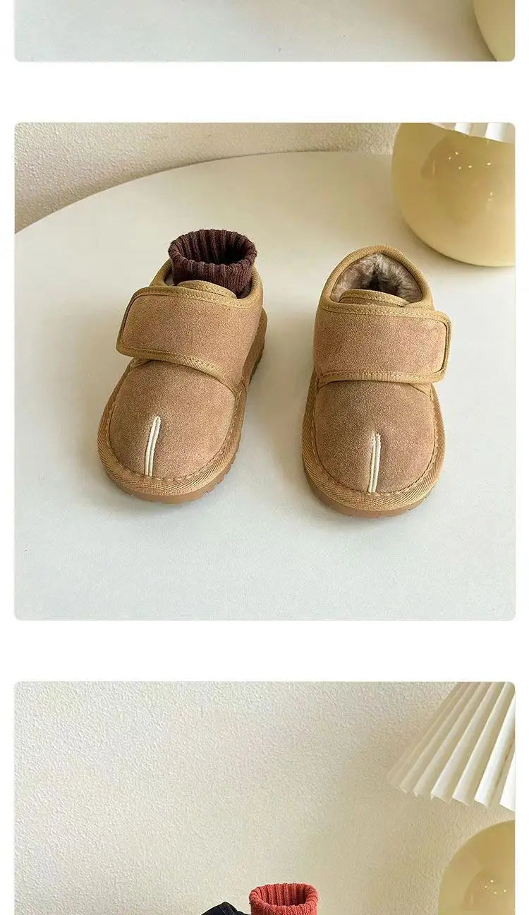 Kids' Faux Suede Plush Winter Snow Boots