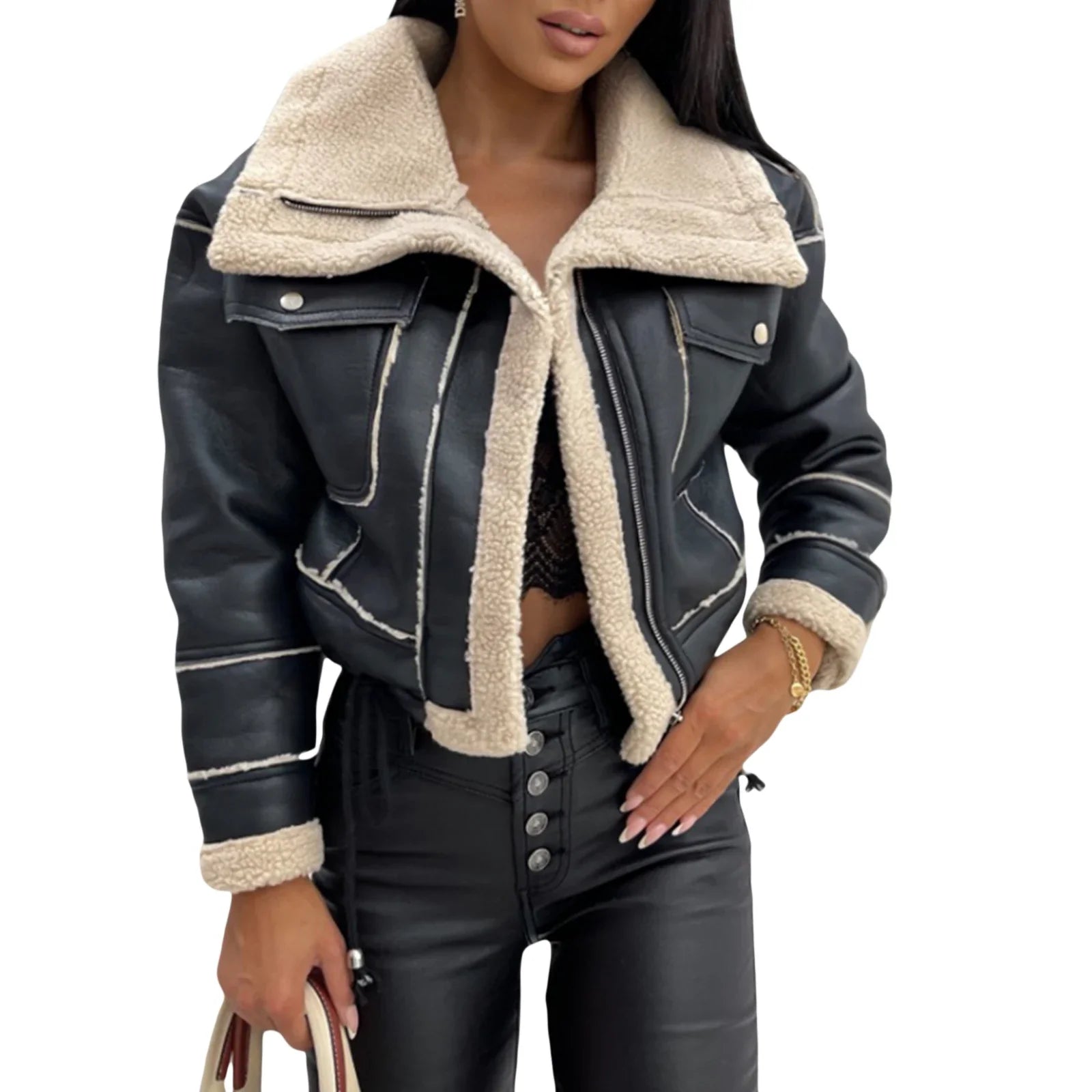 Women's Zip-Up Patchwork Winter Coat