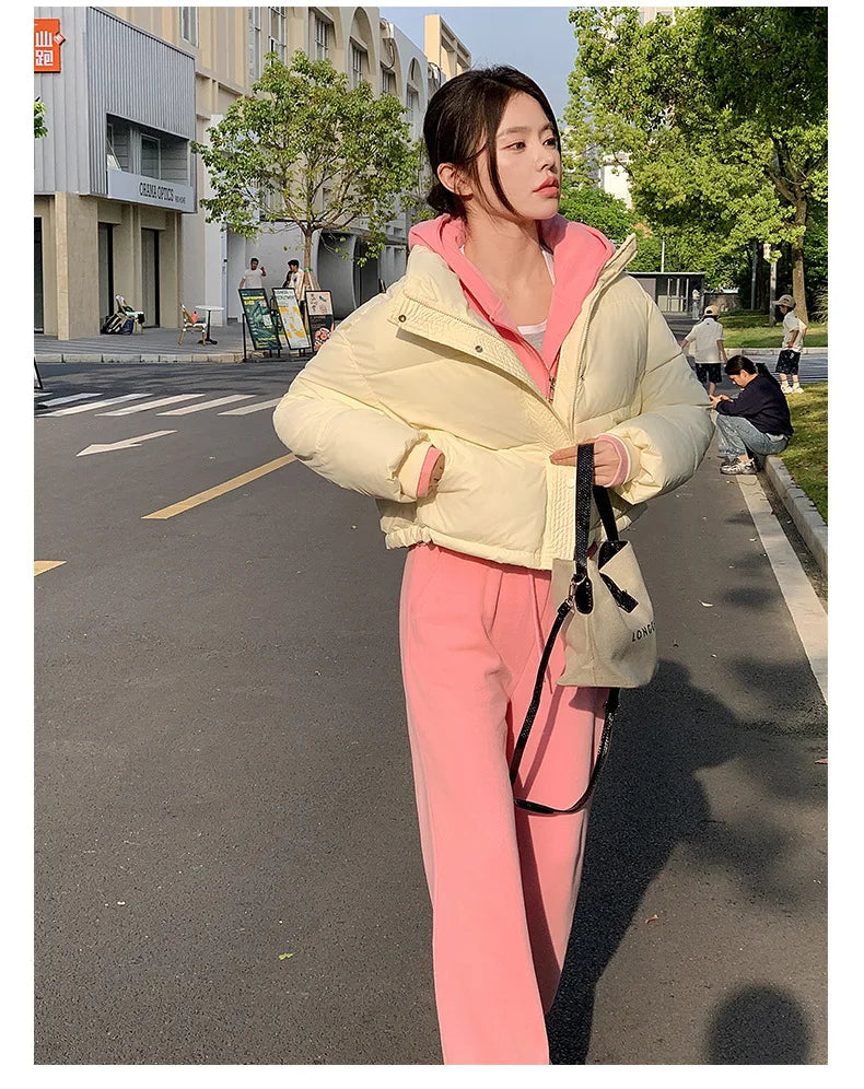 Women Winter Cropped Jacket – Warm Cotton-Padded Puffer Coat