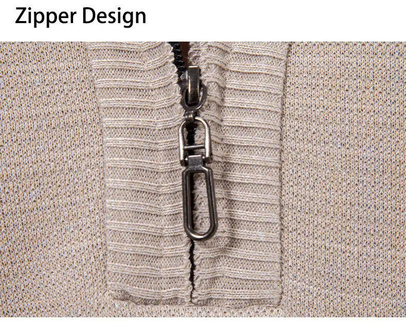 Winter Fleece-Lined Stand Collar Half-Zip Pullover Knitted Sweater for Men,Multi-Color Versatile Casual  Men's Knit Sweater