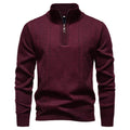 Winter Fleece-Lined Stand Collar Half-Zip Pullover Knitted Sweater for Men,Multi-Color Versatile Casual  Men's Knit Sweater