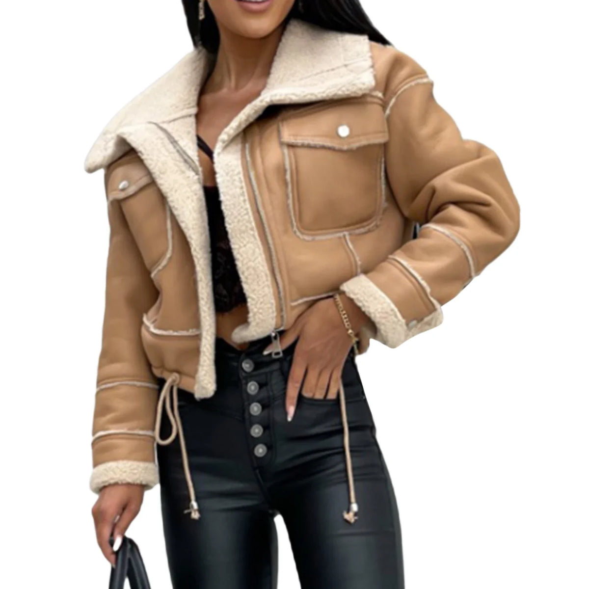 Women's Zip-Up Patchwork Winter Coat