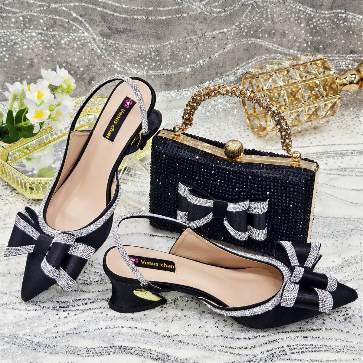 Doershow nice African Shoes And Bag Matching Set With gold Hot Selling Women Italian Shoes And Bag Set For Party Wedding  21-4