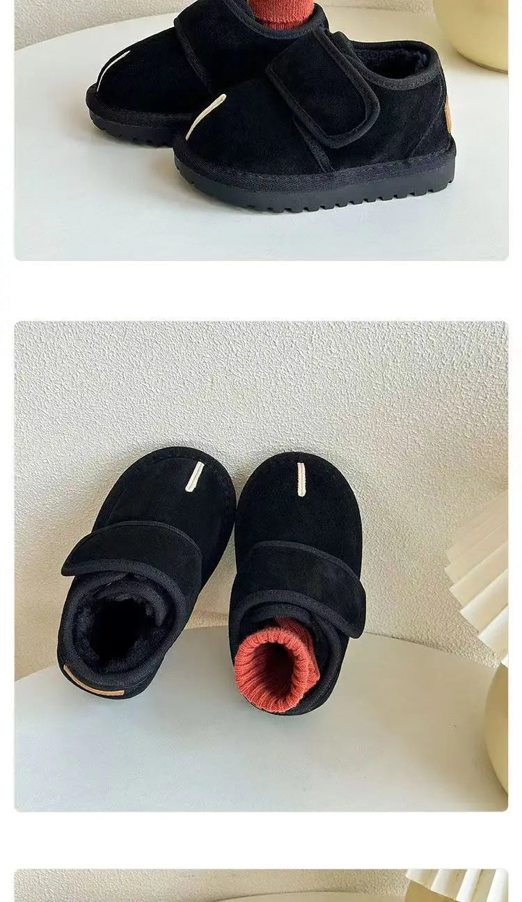 Kids' Faux Suede Plush Winter Snow Boots