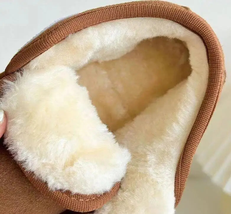 Kids' Faux Suede Plush Winter Snow Boots