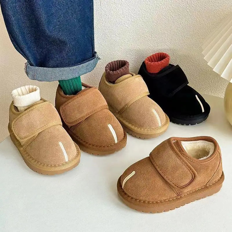 Kids' Faux Suede Plush Winter Snow Boots