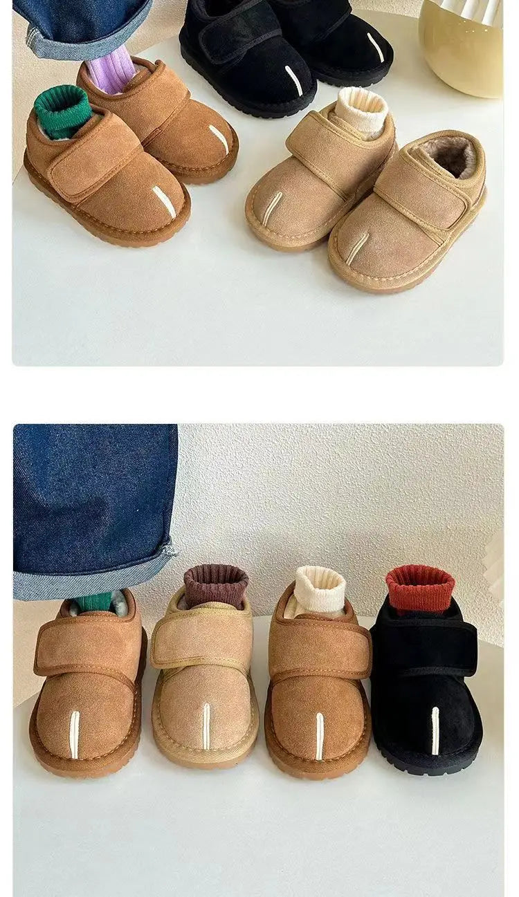 Kids' Faux Suede Plush Winter Snow Boots
