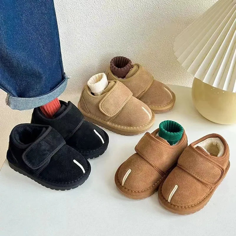 Kids' Faux Suede Plush Winter Snow Boots