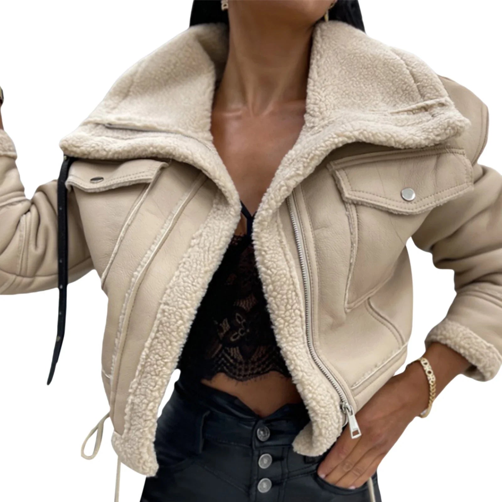 Women's Zip-Up Patchwork Winter Coat
