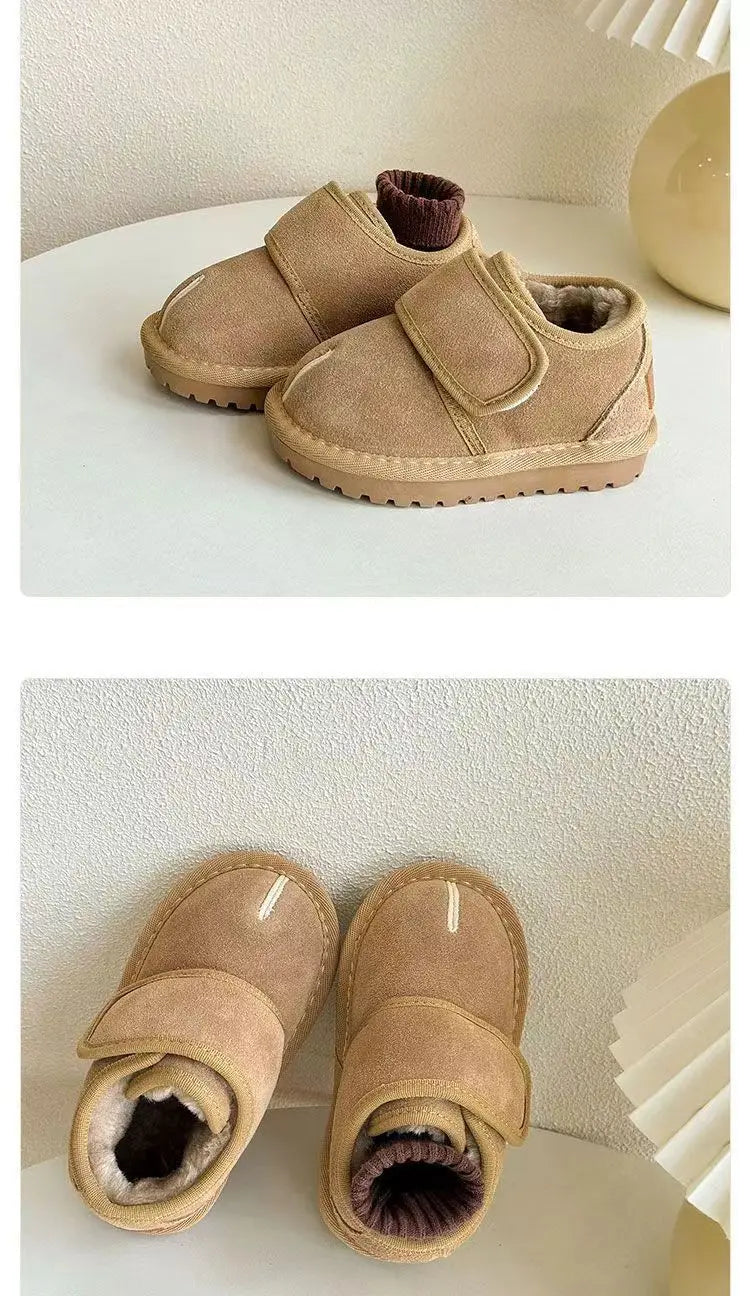 Kids' Faux Suede Plush Winter Snow Boots