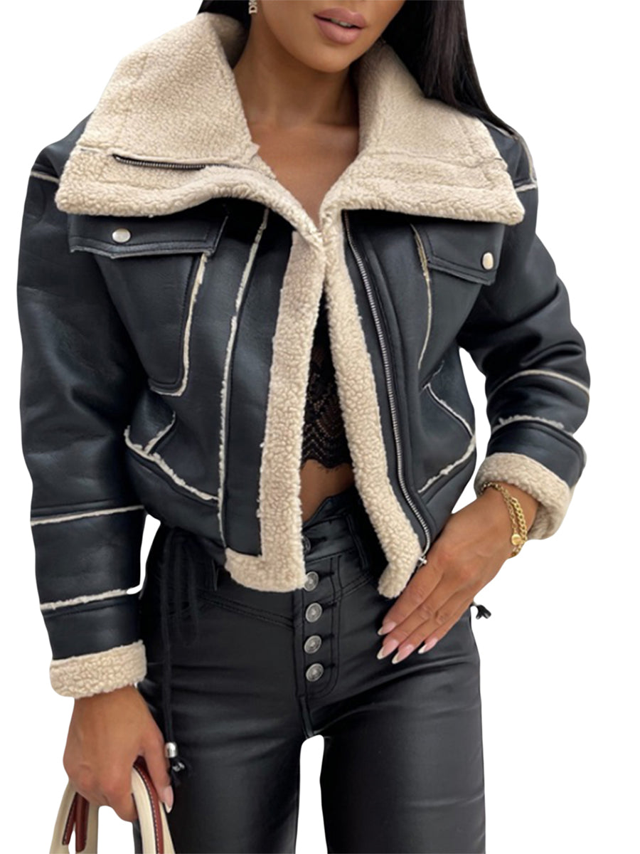 Women's Zip-Up Patchwork Winter Coat