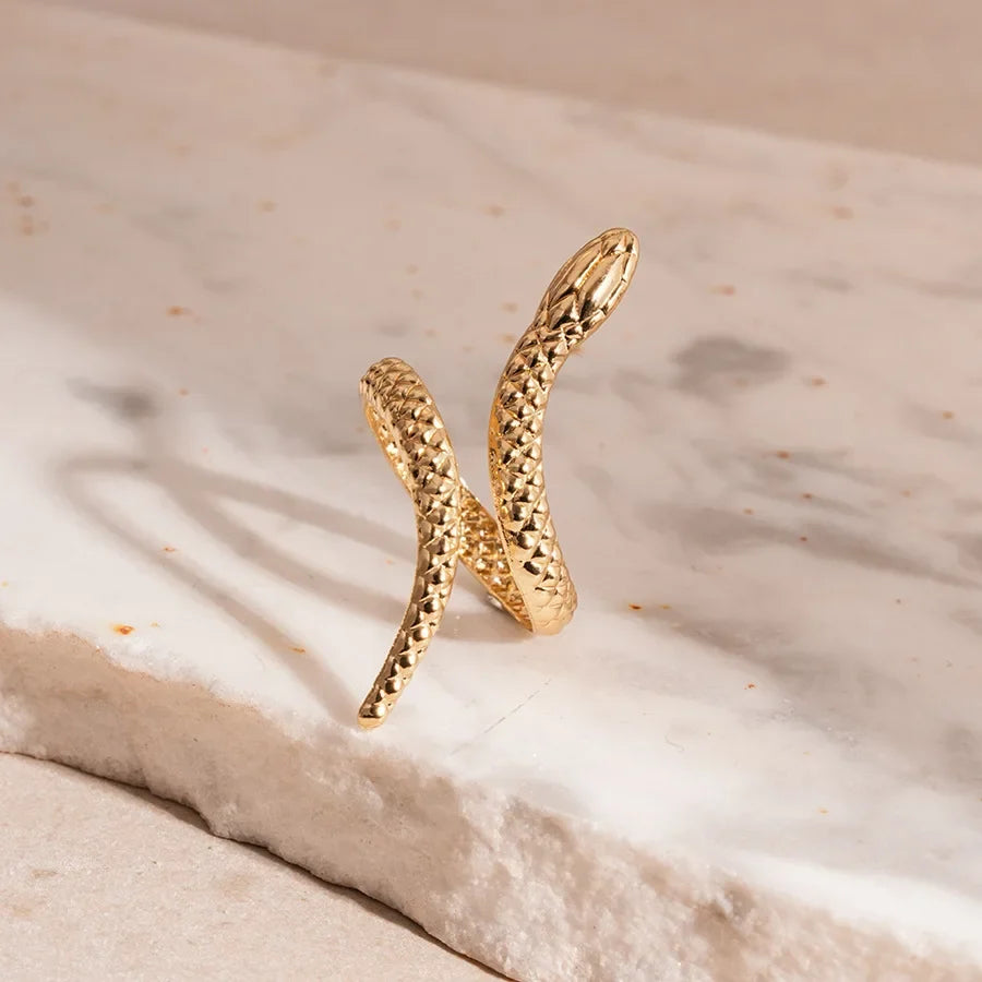 2025 New Arrival Snake Shaped Cuff Bracelet Ring Set for Women Exaggerated Metal Unique Design Bracelet Fashion Jewelry Set