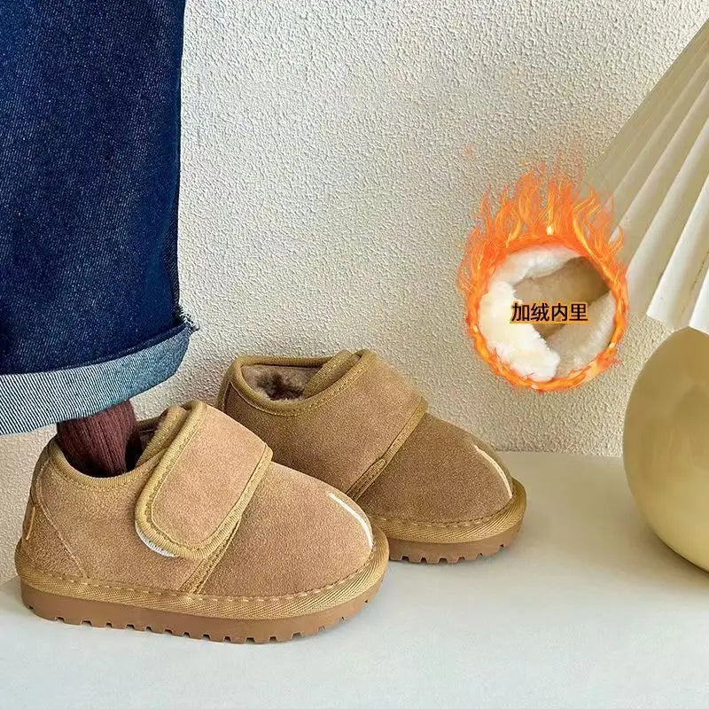 Kids' Faux Suede Plush Winter Snow Boots