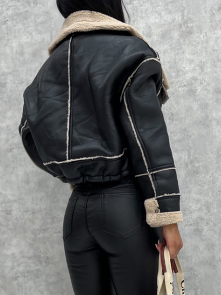 Women's Zip-Up Patchwork Winter Coat