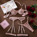 Laced Bra Lingerie Sexy Floral Embroidery Underwear Transparent Fairy Set Woman 2-Piece Boho Bra + Panty Underwear Set Intimates