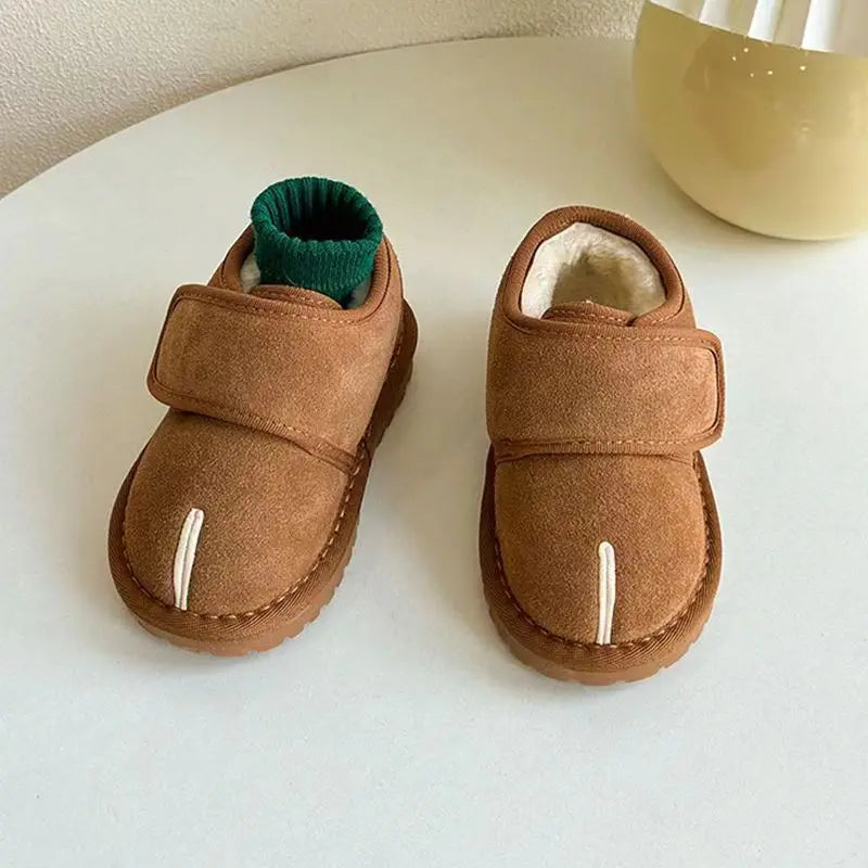 Kids' Faux Suede Plush Winter Snow Boots