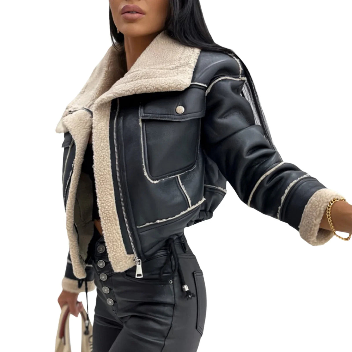 Women's Zip-Up Patchwork Winter Coat