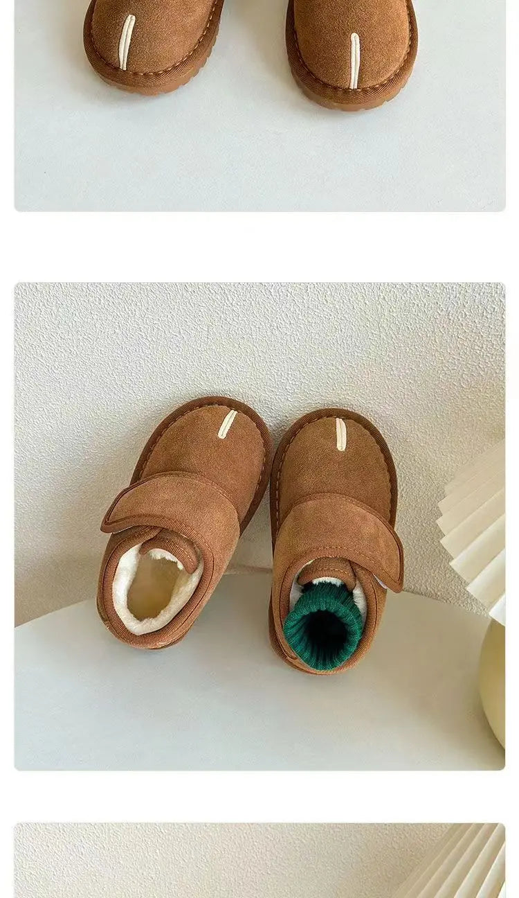 Kids' Faux Suede Plush Winter Snow Boots